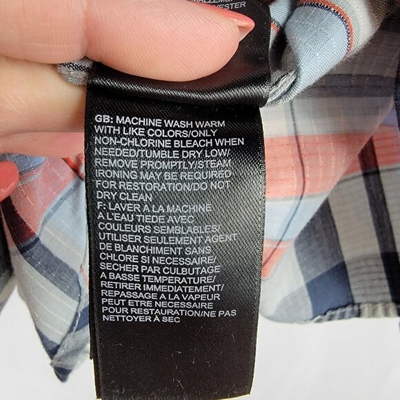 The North Face Long Sleeve Buttonwood Plaid Shirt Mens Size Large Blue Orange - Picture 12 of 14